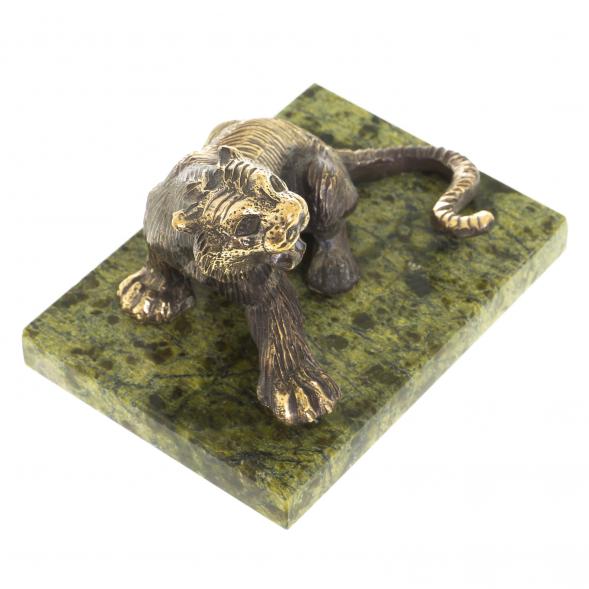 Статуэтка из бронзы &amp;quot;Рычащий тигр&amp;quot; на подставке из змеевика 122506
