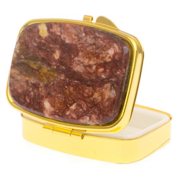 Таблетница на 2 отсека камень авантюрин цвет золото 125581