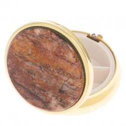 Таблетница на 3 отделения камень авантюрин цвет золото