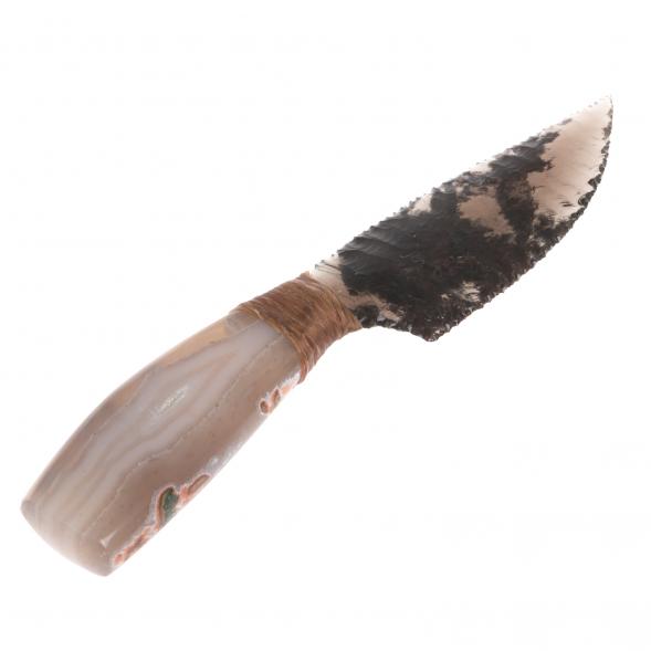 Нож каменный из обсидиана рукоять агат 20х4х2 см 126787