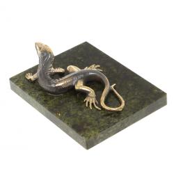 Бронзовая фигурка &amp;quot;Ящерица&amp;quot; из змеевика и бронзы 8х6,5х3 см
