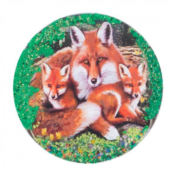 Магнит с рисунком &amp;quot;Лисиное семейство&amp;quot; змеевик 117745