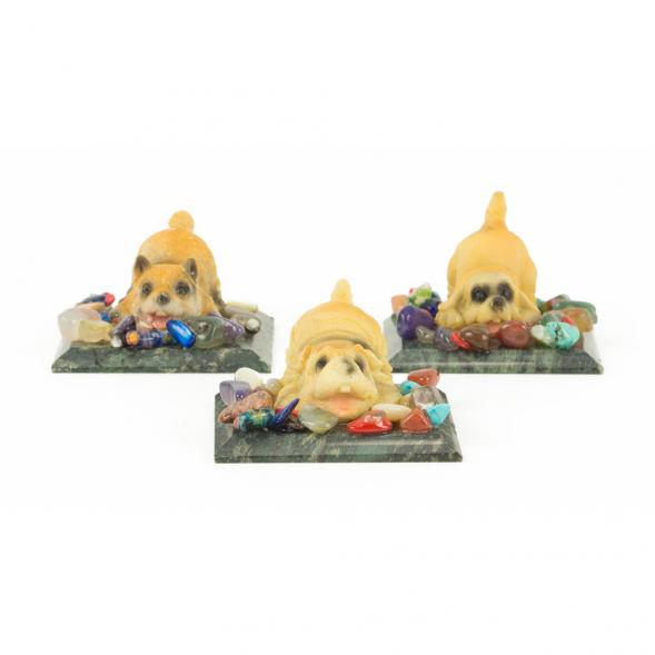 Сувенир &amp;quot;Собачка играет&amp;quot; змеевик самоцветы 118180