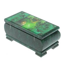 Шкатулка &amp;quot;Хозяйка медной горы. Малахит&amp;quot; из змеевика 16х8х7,5 см