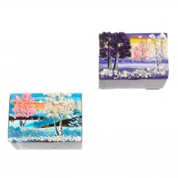 Шкатулка &amp;quot;Сундучок&amp;quot; змеевик рисунок зима 11,5х8х8 см