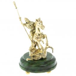 Бронзовая статуэтка &amp;quot;Георгий Победоносец&amp;quot; на нефрите
