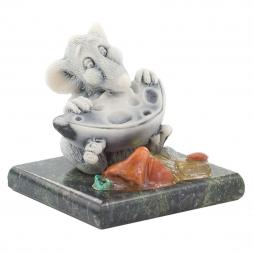Сувенир "Крыса малая с сыром" из мрамолита