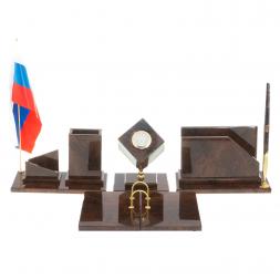 Настольный набор &amp;quot;Оптимал&amp;quot; камень обсидиан коричневый