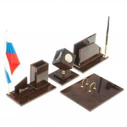 Настольный набор &amp;quot;Оптимал&amp;quot; камень обсидиан коричневый