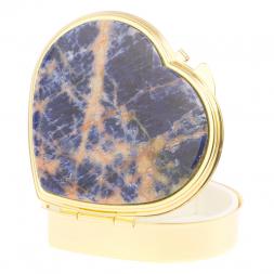 Таблетница &amp;quot;Сердце&amp;quot; на 3 отделения камень содалит цвет золото