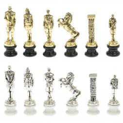 Шахматы "Великая Отечественная война" на подставках доска 48х48 см мрамор/змеевик