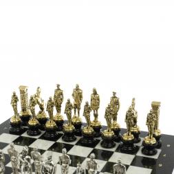 Шахматы "Великая Отечественная война" на подставках доска 48х48 см мрамор/змеевик