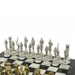 Шахматы "Великая Отечественная война" на подставках доска 48х48 см мрамор/змеевик