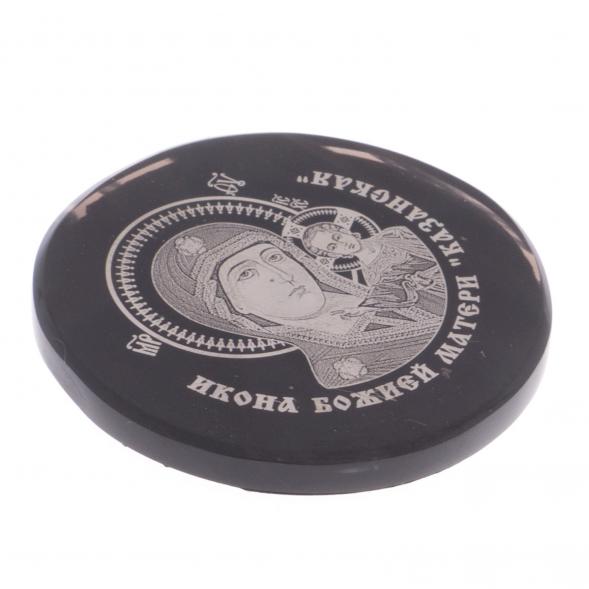 Икона в автомобиль &amp;quot;Казанская БМ&amp;quot; обсидиан черный 47 мм 122017