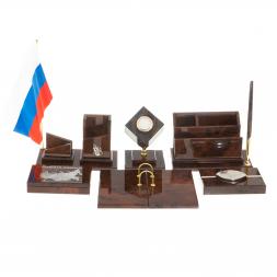 Письменный набор &amp;quot;Оптимал плюс&amp;quot; коричневый обсидиан