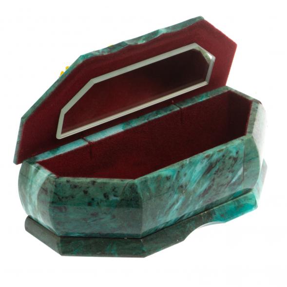 Шкатулка с расписной крышкой Осень 17х7,5х6 см змеевик 124994