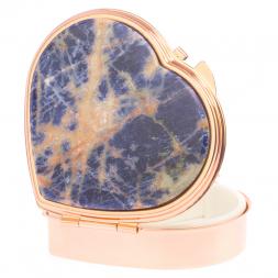 Таблетница &amp;quot;Сердце&amp;quot; на 3 отделения камень содалит цвет красное золото