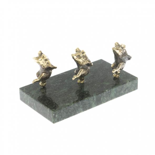 Статуэтка &amp;quot;Три поросенка&amp;quot; из бронзы и змеевика 117203