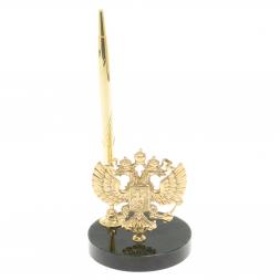 Подставка под ручку с Гербом РФ из нефрита и бронзы