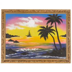 Картина "Парусник" багет 36х46 см, каменная крошка