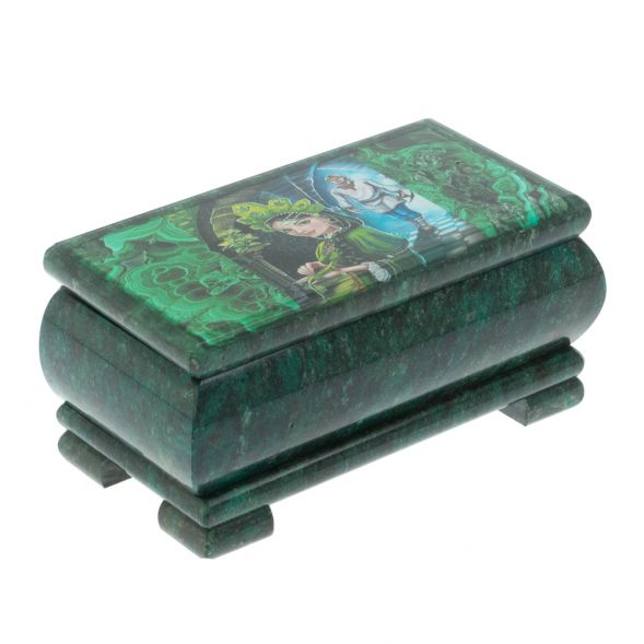 Шкатулка &amp;quot;Хозяйка медной горы и Данила&amp;quot; из змеевика 16х8х7,5 см 128282