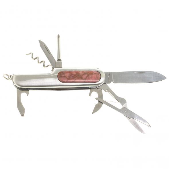 Нож мультитул складной 7 в 1 с камнем родонит 123873