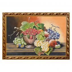 Натюрморт &amp;quot;Фрукты с клубникой в вазе&amp;quot; багет 46х66 см, каменная крошка