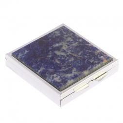 Таблетница на 4 отделения камень содалит цвет серебро