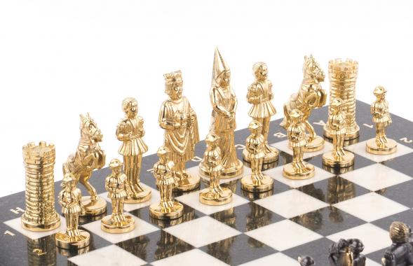 Шахматы &amp;quot;Камелот&amp;quot; бронза мрамор змеевик 40х40 см 119983