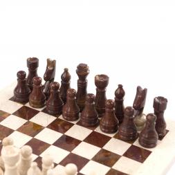 Шахматы из камня &amp;quot;Европейские&amp;quot; доска 30х30 см оникс мрамор