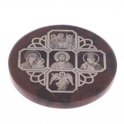 Икона в автомобиль "Иконостас" обсидиан коричневый 47 мм