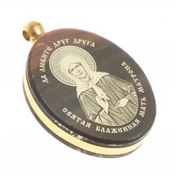 Брелок-кулон оберег &amp;quot;Св. Матрона Московская&amp;quot; камень обсидиан