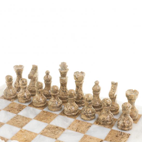 Шахматы &amp;quot;Стандарт&amp;quot; мрамор, ракушечник доска 30х30см 123972