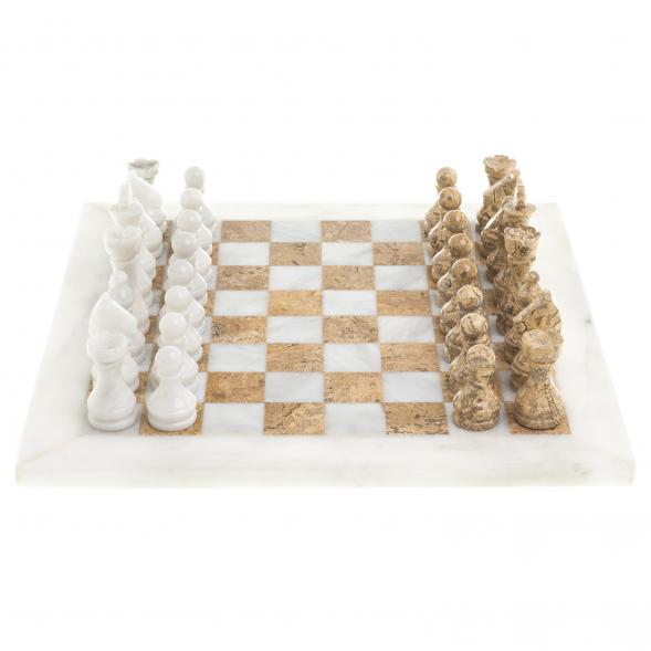 Шахматы &amp;quot;Стандарт&amp;quot; мрамор, ракушечник доска 30х30см 123972