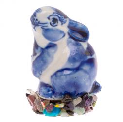 Сувенир фигурка "Зайчик большой" на подставке из самоцветов