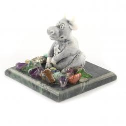 Сувенир &amp;quot;Бык малый&amp;quot; мрамолит змеевик