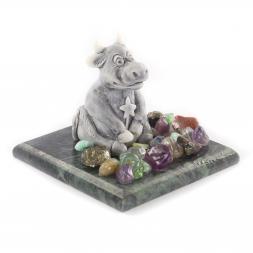 Сувенир &amp;quot;Бык малый&amp;quot; мрамолит змеевик