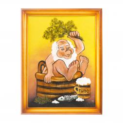 Картина "Банька" багет дерево 36х46 см из каменной крошки