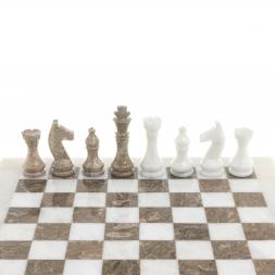 Шахматы &amp;quot;Битва&amp;quot; мрамор, серый ракушечник доска 30х30 см