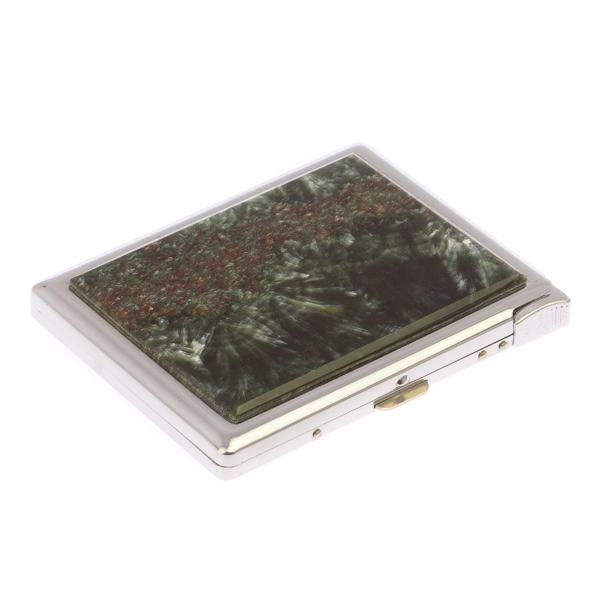 Портсигар 10 сигарет с зажигалкой камень серафинит 125585