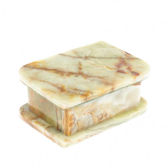 Шкатулка из зелено-коричневого оникса 13х9х5,5 см (3,5х5) 129342