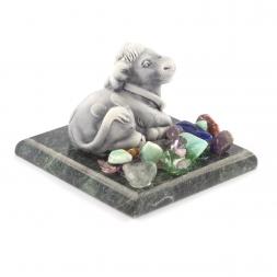 Статуэтка &amp;quot;Бык лежит&amp;quot; мрамолит змеевик