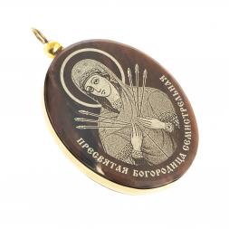 Брелок-кулон оберег &amp;quot;Икона БМ Семистрельная&amp;quot; камень обсидиан