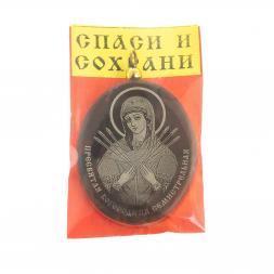 Брелок-кулон оберег &amp;quot;Икона БМ Семистрельная&amp;quot; камень обсидиан