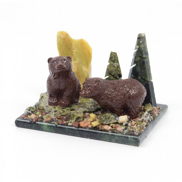 Сувенир &amp;quot;Мишки в бору&amp;quot; змеевик 116706