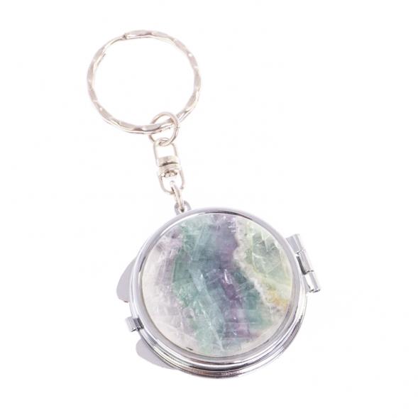 Складное зеркало брелок из флюорита круглое 126646