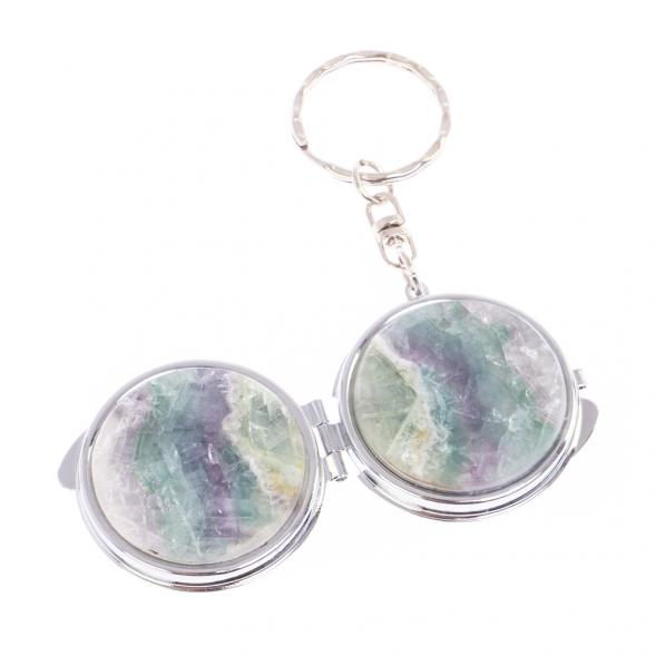 Складное зеркало брелок из флюорита круглое 126646