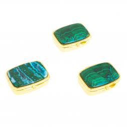 Таблетница на 2 отделения камень малахит с хризоколлой цвет золото