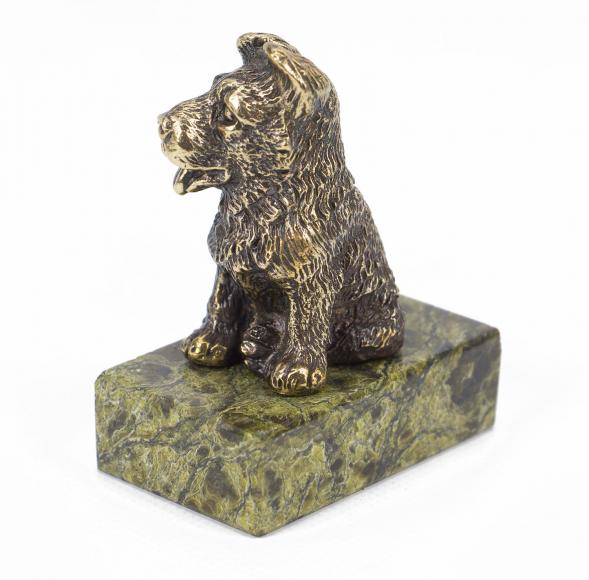 Статуэтка &amp;quot;Собачка средняя №2&amp;quot; из бронзы и змеевика 117922