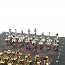 Шахматы с металлическими фигурами "Стаунтон" доска 28х28 см лемезит